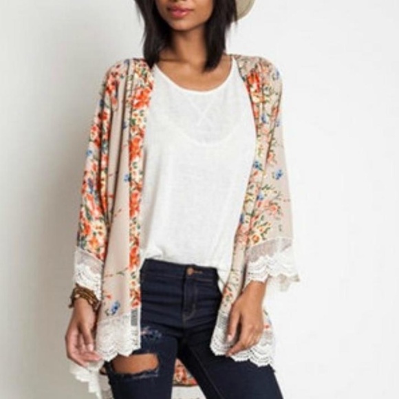 Umgee Jackets & Blazers - Umgee Kimono Duster with Crocheted Sleeve